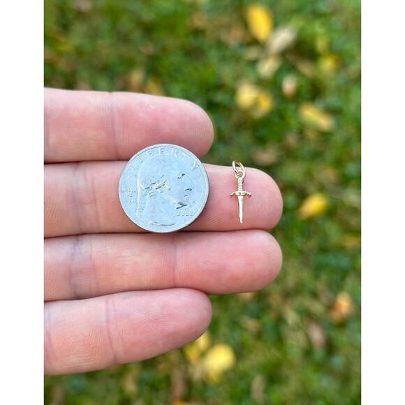 Bronze Mini Dagger Charm with Optional 14K Gold Filled Chain - Picture 5 of 5